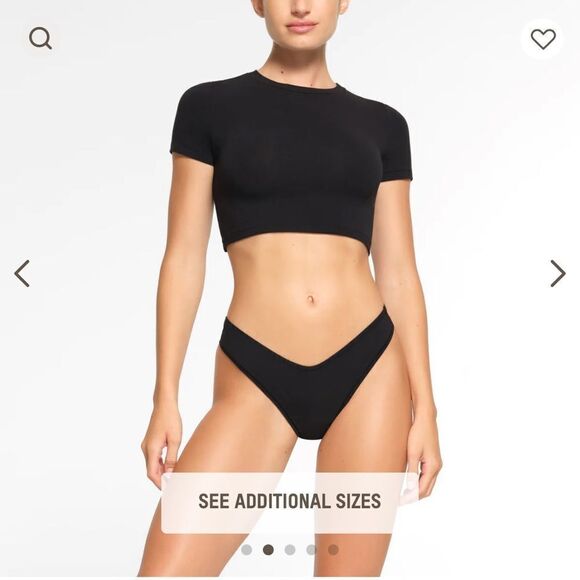 Skims Fits Everybody Super Cropped T-Shirt Special Edition Sparkle NWT - Picture 1 of 5